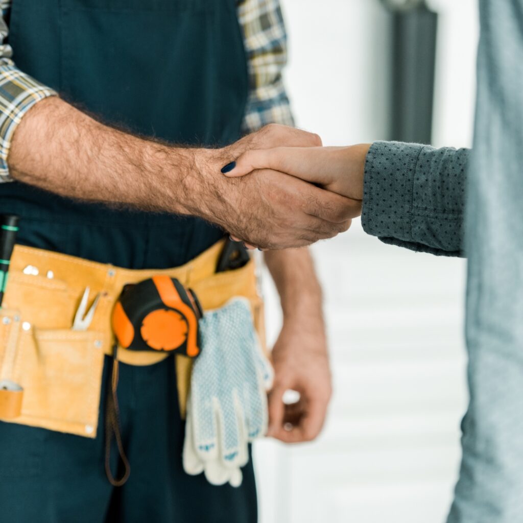 Handshake with plumber